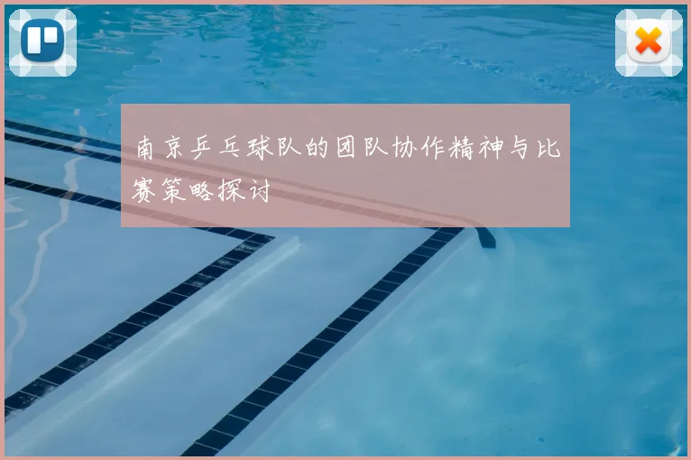 南京乒乓球队的团队协作精神与比赛策略探讨